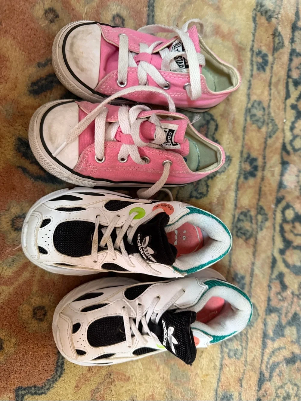 Converse and Adidas Kids Pink Sneakers size 8-both